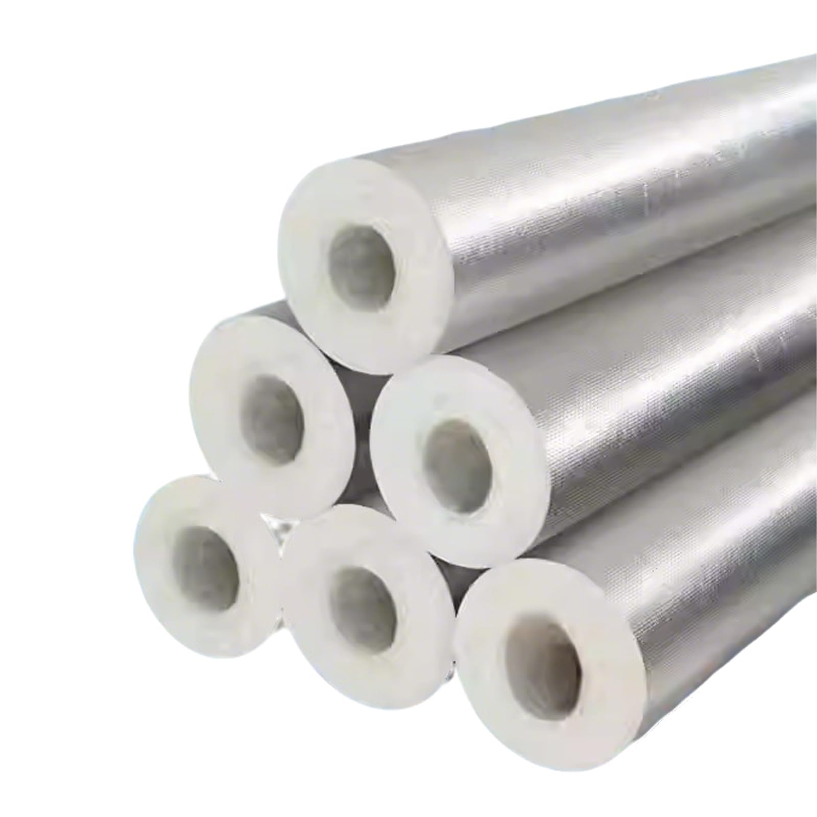 6 Piezas Aislamiento de Tuberías for Exteriores, Espuma Aislamiento Térmico for Tuberías de Agua,Papel de Aluminio Coquilla Aislante for Tubos de Agua y Calefacción(76mmID)