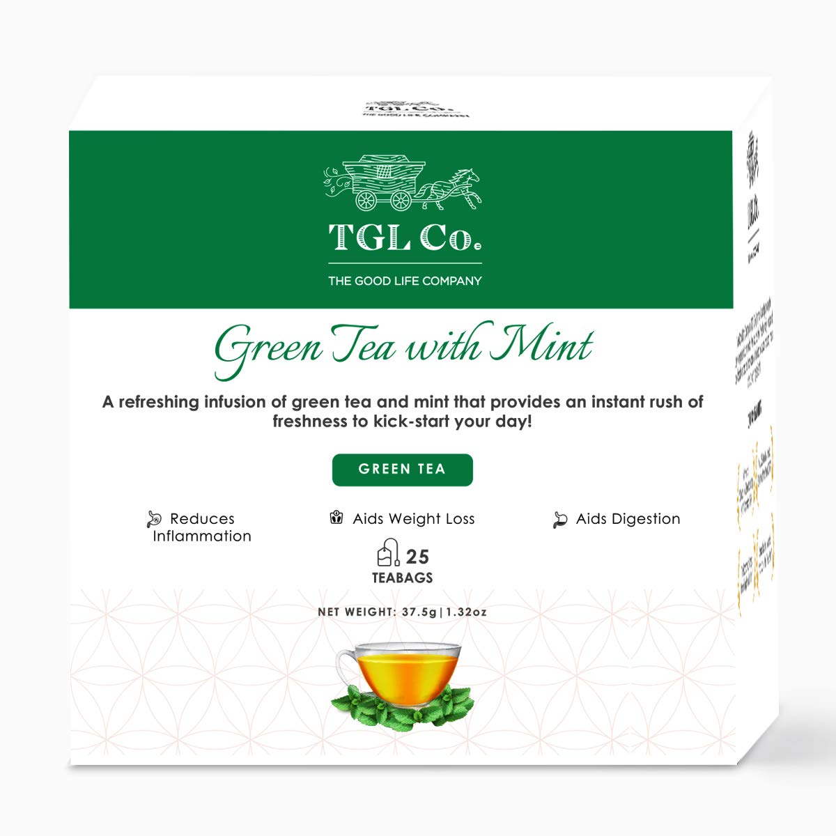 TGL Co. Mint Green Tea Tea Bags (25 Tea Bags), Mint Tea Amazon.in