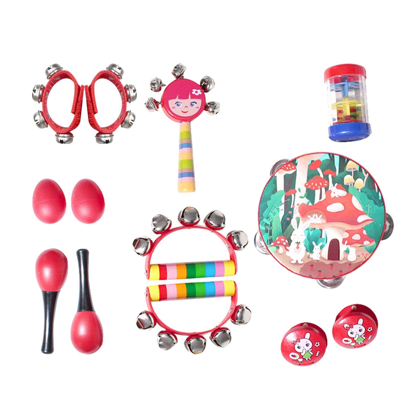 13 pezzi strumenti a percussione in legno set musica per neonati bambini rosso 13 pezzi set