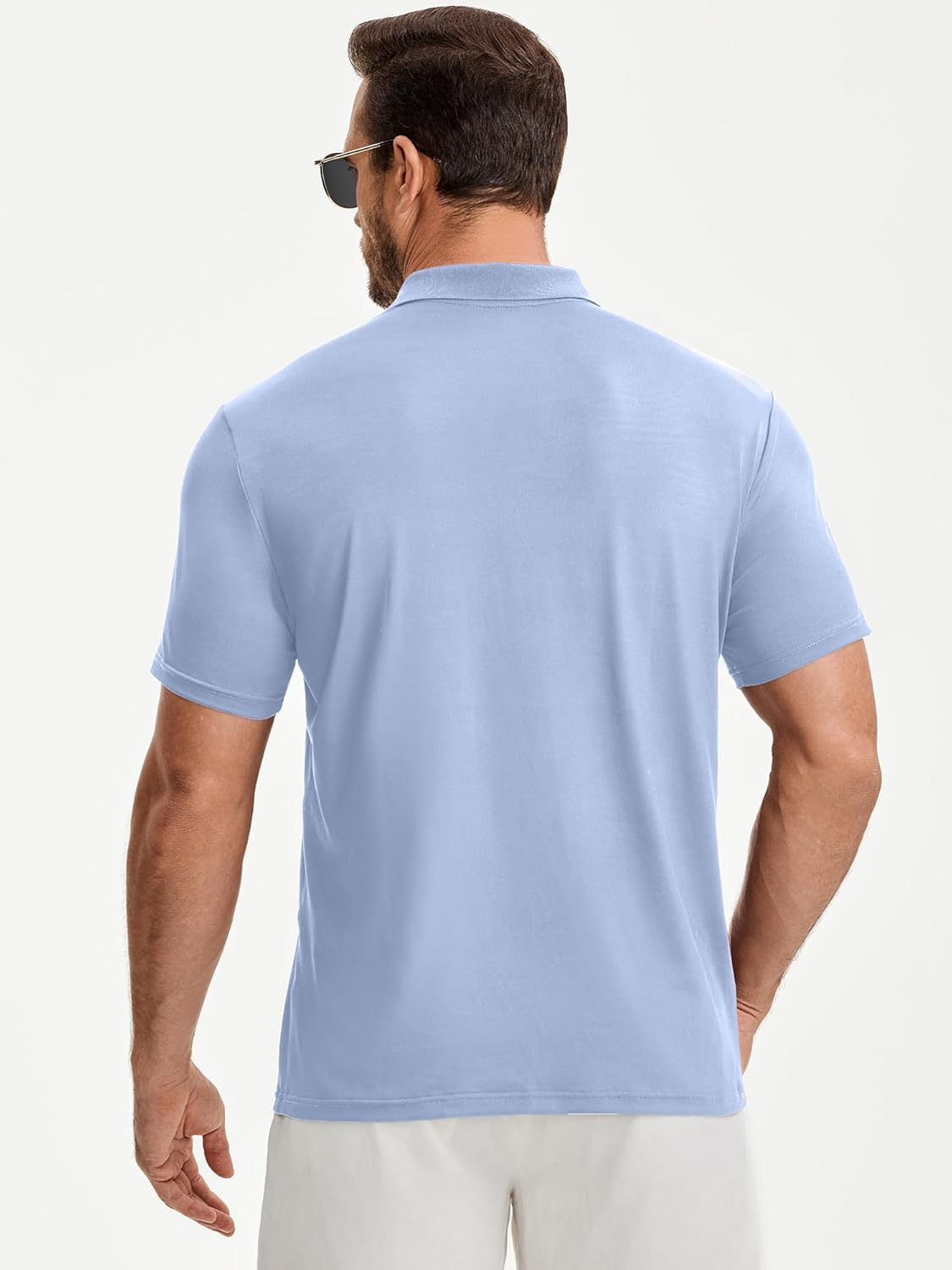 JMIERR Mens Casual Polo Shirt Summer Buttonless Short Sleeve Moisture Wicking Quick Dry Henley Golf Shirts - Image 5