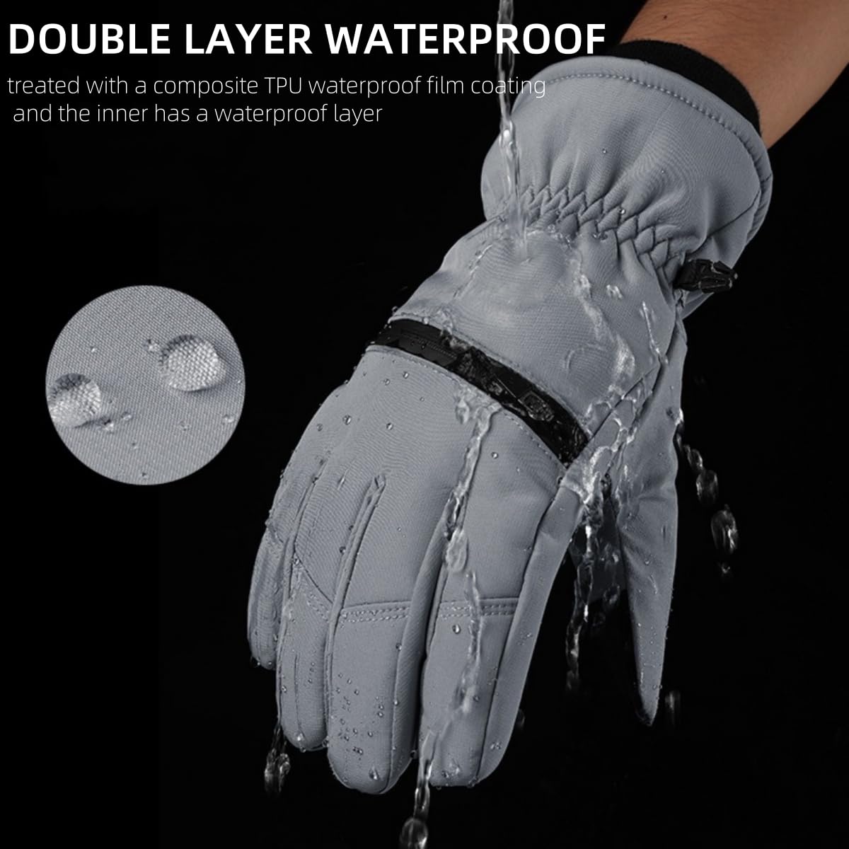 sonecesiya Ski Gloves Winter Warm Waterproof Windproof Snowboarding Gloves with Pocket and Leash, Touchscreen Anti Slip Wear-Resistant Thermal Gloves for Men Women Hiking Camping Skiing, White M