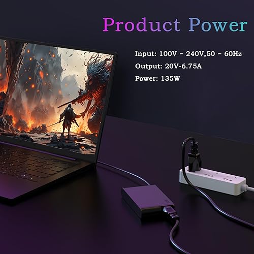 Miniatura 6 de Cargador para portátil de 135 W compatible con cable de alimentación Lenovo IdeaPad Y40-70 Y50-70 Y50-70AM-IFI Y70-70 Y700 Z710 USB-C