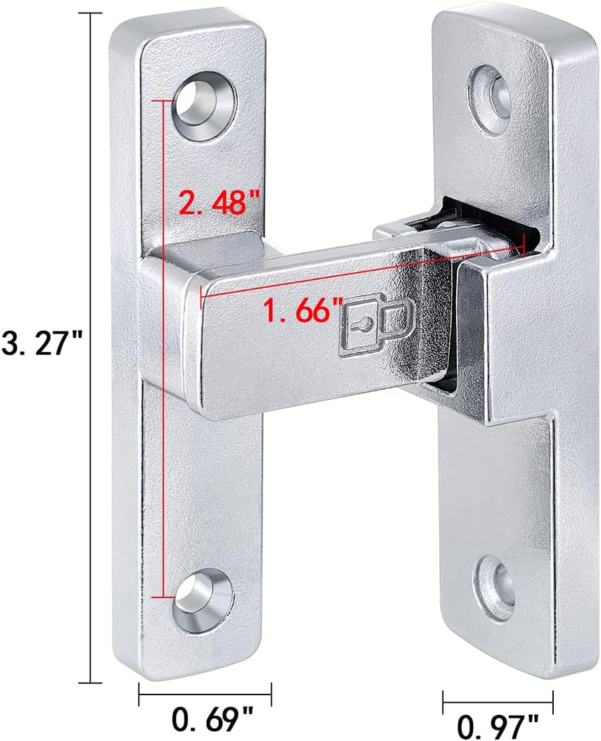 2 Packs Silvery 90 Degree Barn Door Latches ，Premium Zinc Alloy Latch - Flip Gate Latches ，for Cabinet,Barn,Sliding,Bathroom,Garden Doors Applications