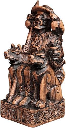 Dryad Design Estatua de Odin Escultura de Dios nórdico - Figura vikingo Allfather para decoración del hogar (acabado de madera)