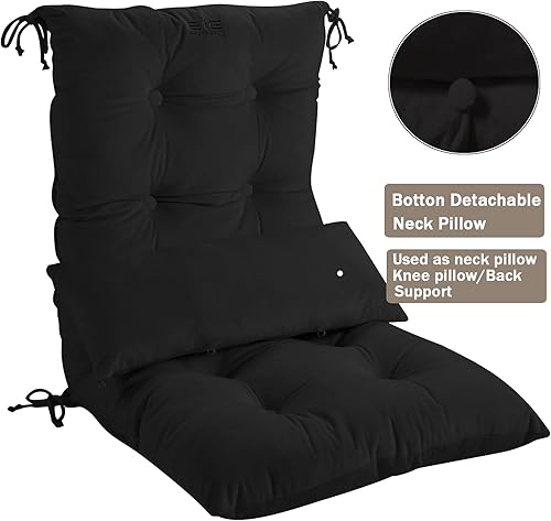 Miniatura 5 de Big Hippo Cojín para silla mecedora, suave y grueso, con almohada desmontable para el cuello, soporte para la espalda, cómodo cojín para silla con
