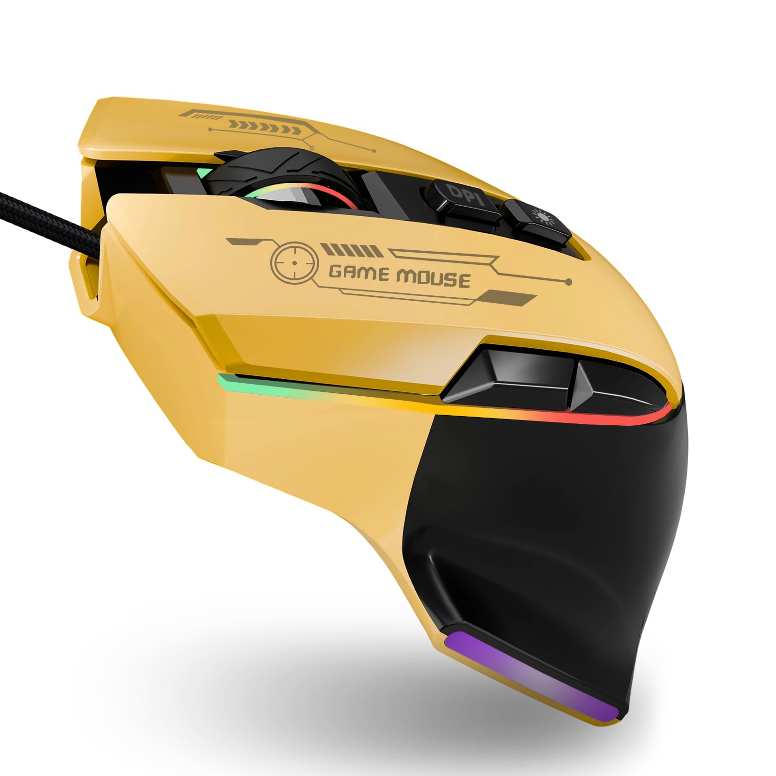 AooKoNi Gaming Mouse, Wired Gaming Mouse with RGB Backlit, 7200DPI Adjustable, PC Gaming Mice with 7 rogrammable Macro Buttonsg, Ergonomic Mouse Gamer