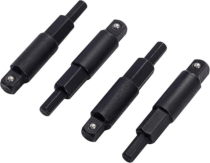 Set de 4 Adaptadores Hex para HVAC - 1/4" Cuadrado a 3/16" y 5/16" Hex miniatura 3