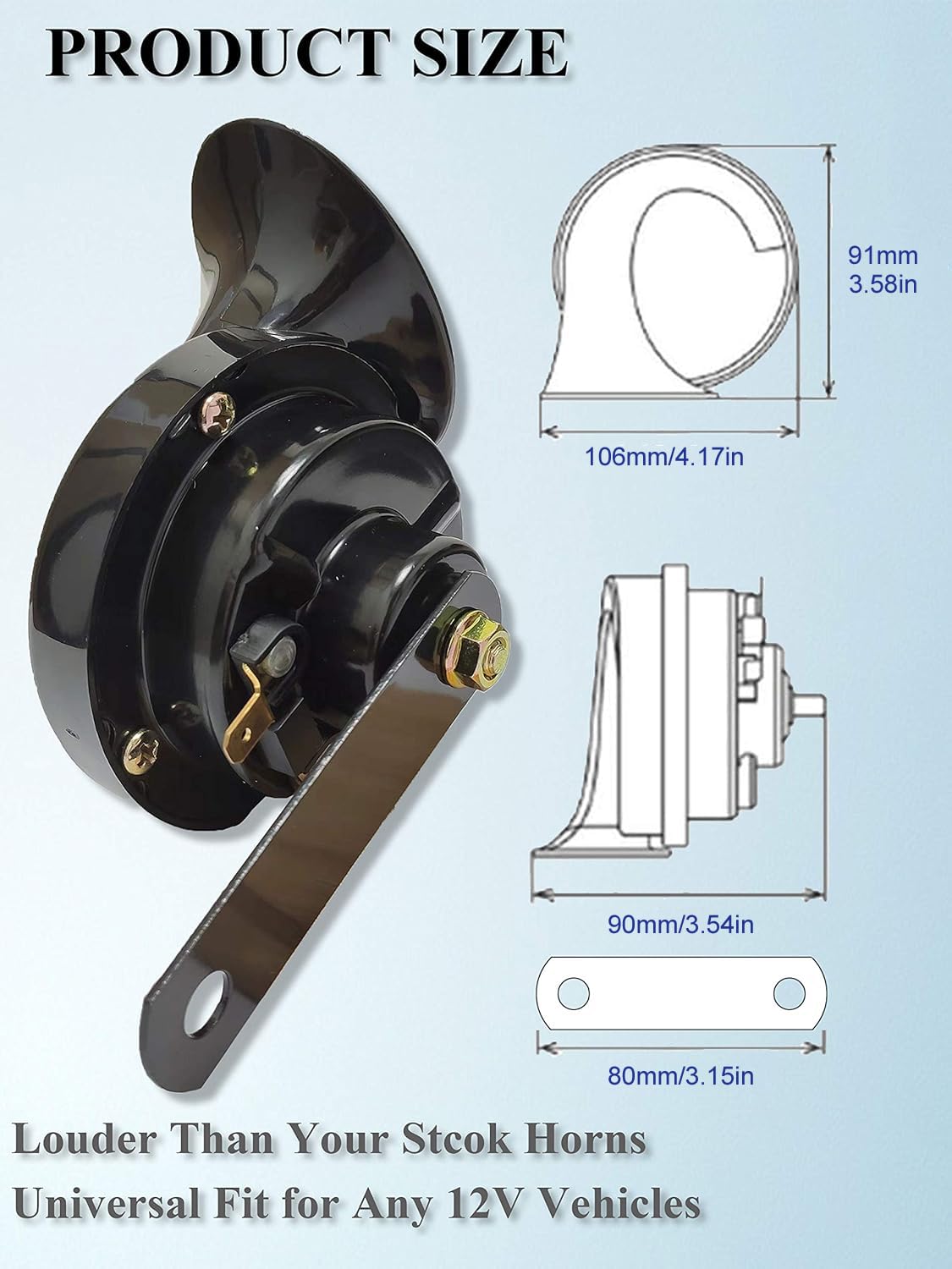 Greluma 2 Pz Clacson per auto 12V 115dB, clacson elettrico universale ad alta potenza, compatibile con la maggior parte di auto, veicoli fuoristrada, motociclette e camion, 80 mm