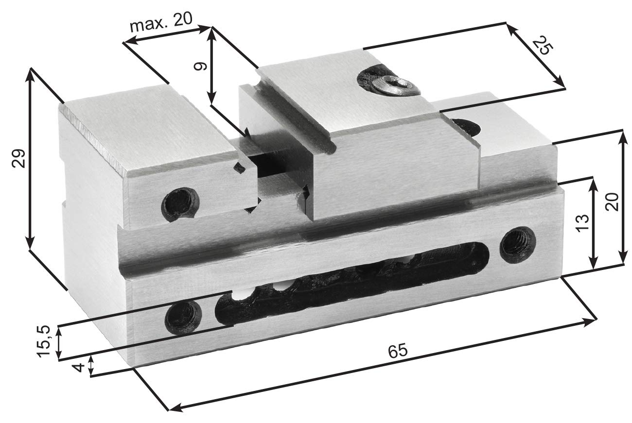 WABECO Mini Niederzug Schraubstock 25 mm Kontroll Schraubstock