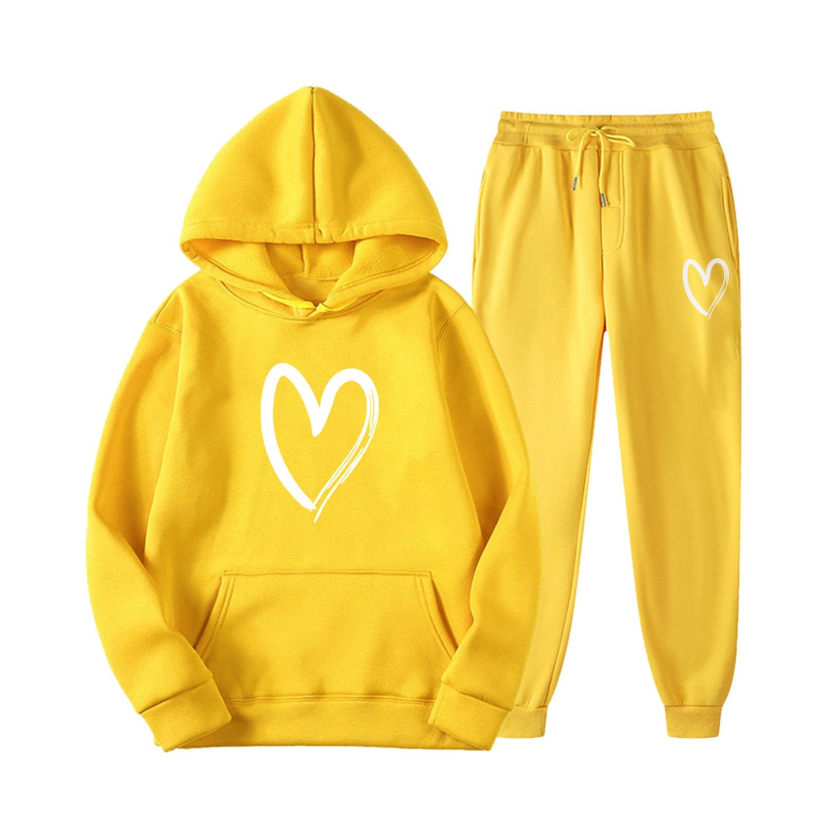 Ensemble de sport 2 pièces pour femme à manches longues et pantalon long avec sweat à capuche | Survêtement ample pour femme - Élégant - Survêtement de jogging Y2K - Avec poches - Confortable - 2 pièces