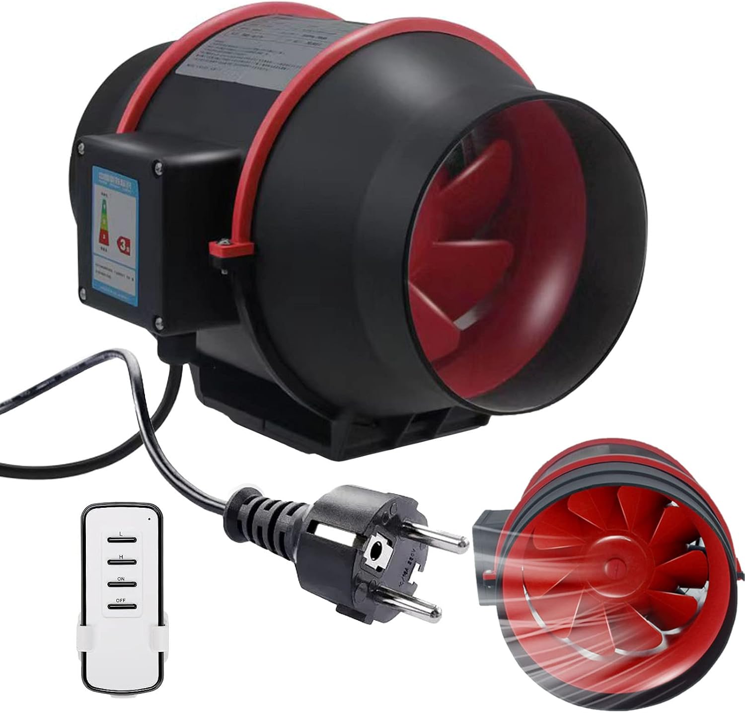 NIKJEBDF Kanalventilator Abluftventilator, Rohrventilator 100mm mit ...