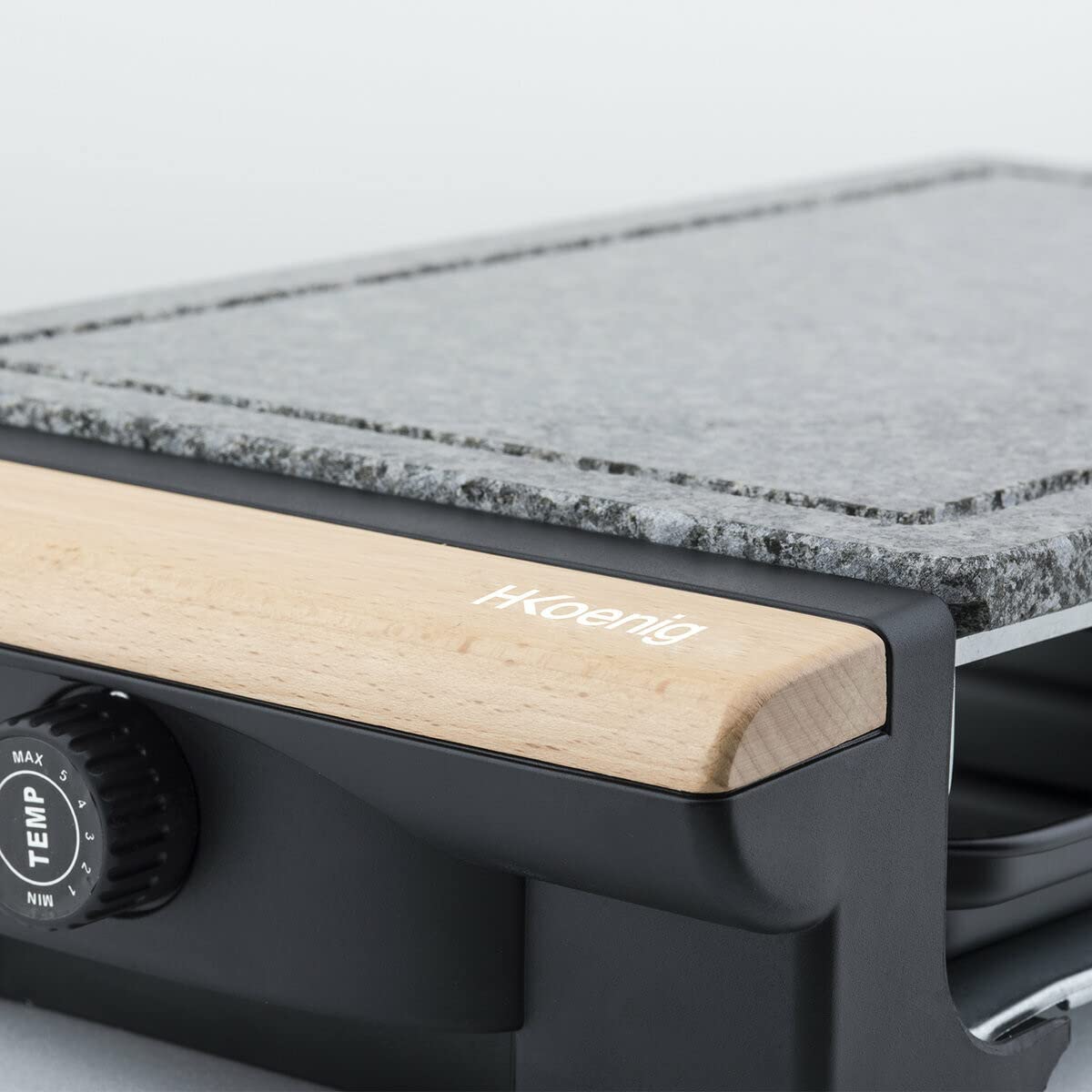 H.Koenig Grill électrique 2 en 1 et Pierre à cuire pour 8 personnes - RP320 multifonction, Grande Pierre granit, Grillade électrique Viandes Légumes Barbecue de table, Bac amovible, Nettoyage facile