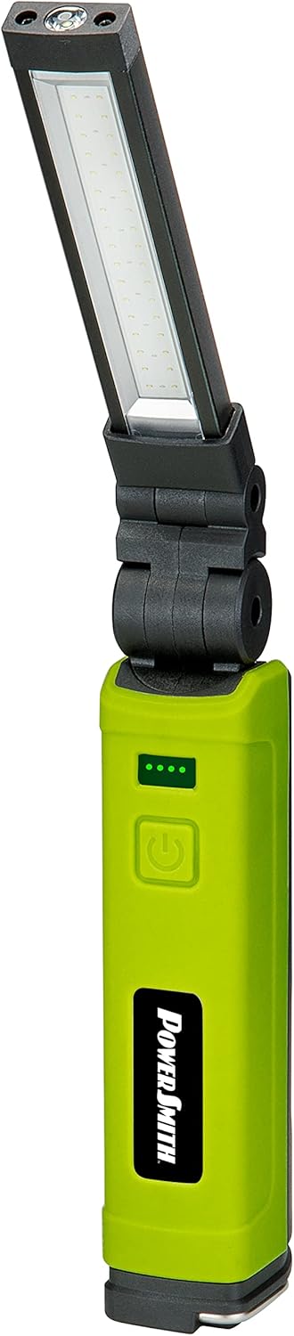 POWERSMITH Foldable Rechargeable Work Light 600 LM Magnetic Light with Flood, Spot, UV Modes, and USB Output for Mobile device charging (PILB600UV)