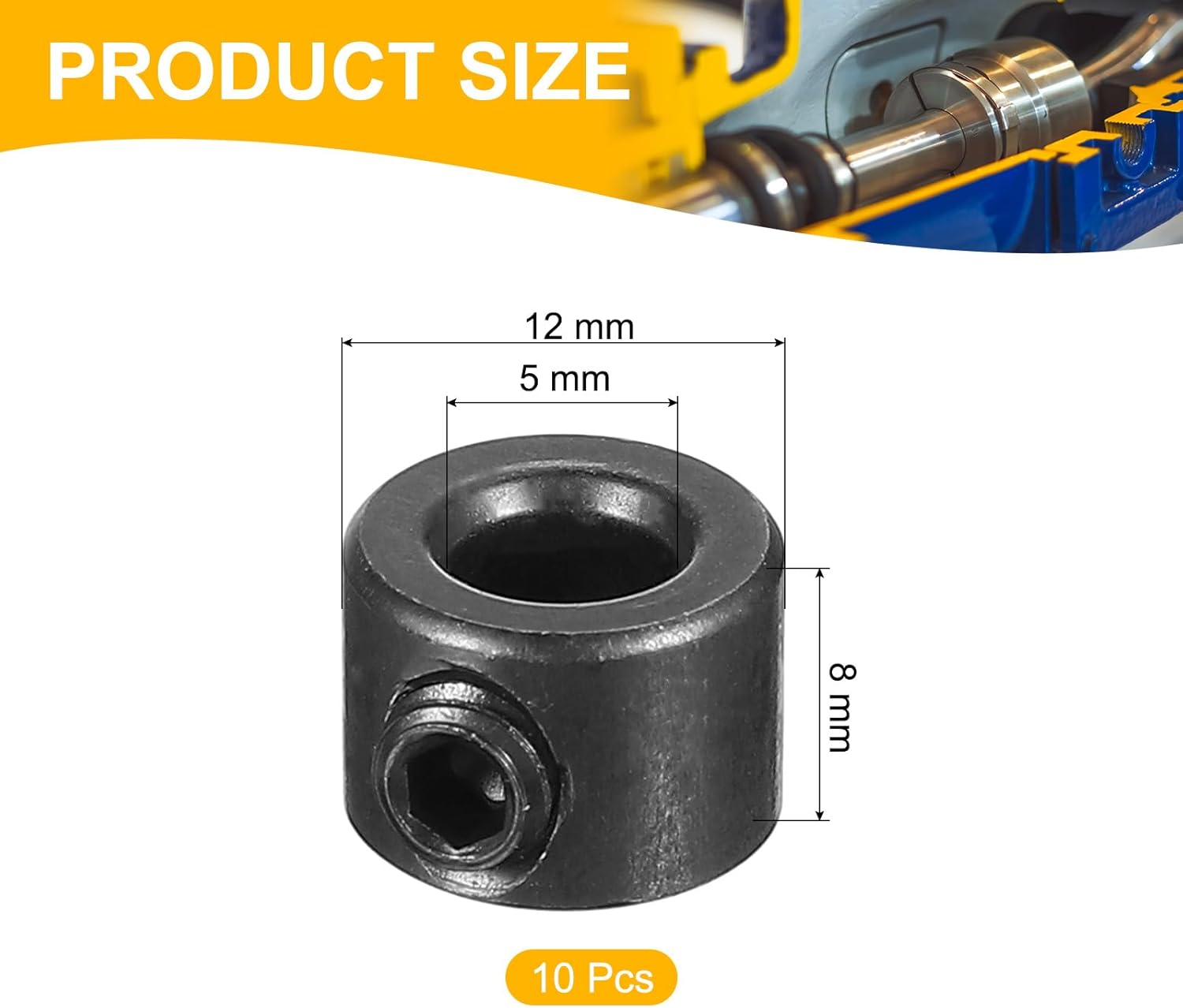 Generic Bore 3/16" Shaft Collar 1/2" OD 5/16" Thickness, 10 Pack Carbon Steel Landing Gear Stopper Wheel Collar with Set Screw & Wrench for Machine Tool Industry, Silver