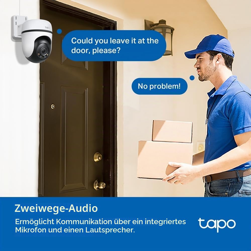 Tapo C52A 360° Überwachungskamera Außen, 2K 4MP, Starlight Farbe Nachtsicht, KI-Erkennung, Bewegungsverfolgung, WLAN oder Ethernet, microSD-Karte bis zu 512 GB (Packung mit 2)