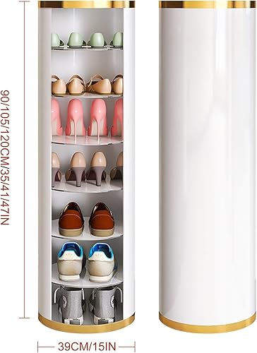 Miniatura 7 de Zapatero giratorio de 360 grados, soporte giratorio de metal, con estantes ajustables, zapatero para entrada, pasillo, sala de estar (tamaño  12.6 *