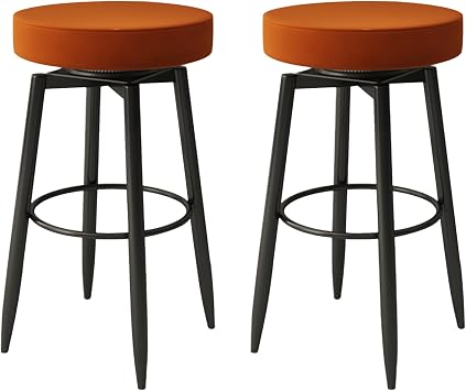 Bar Stools Set of 1, Counter Height Stools, Mid-Century Modern 360 Swivel Tall Chair for Kichen Home Bar Dining Room, White,65cm Gold Leg