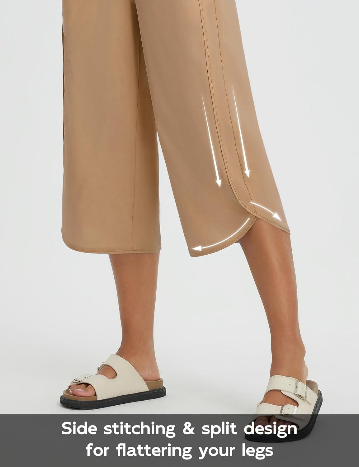 baleaf Women's Capri Pants Wide Leg Athletic Yoga Capris with Pockets Quick Dry Hiking Pants Loose Lounge Summer UPF 50+ - Image 4