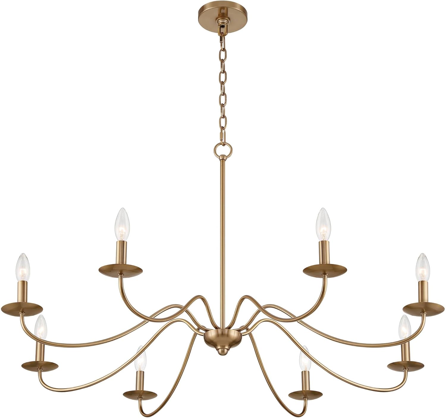 Soft Gold Farmhouse 45" Wide Rustic 8-Light Chandelier