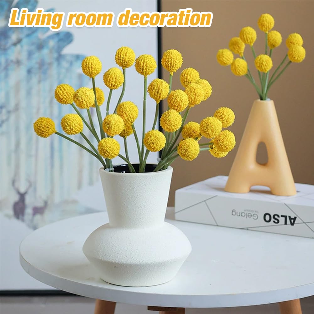 40 Palline Di Fiori Secchi Billy (Craspedia) Gialli – Altezza 43 Cm, Diametro Testa 1.5-2 Cm, Per Composizioni Floreali E Matrimoni
