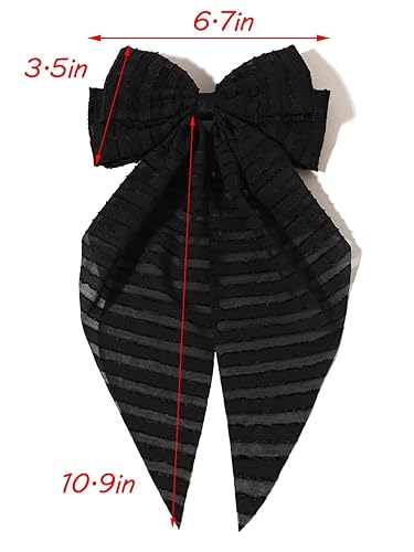 Miniatura 9 de Furling Pompoms Pinza para el cabello, 2 lazos grandes de satén beigenegro para mujeres y niñas, pasadores para el cabello con pinzas de cocodrilo,