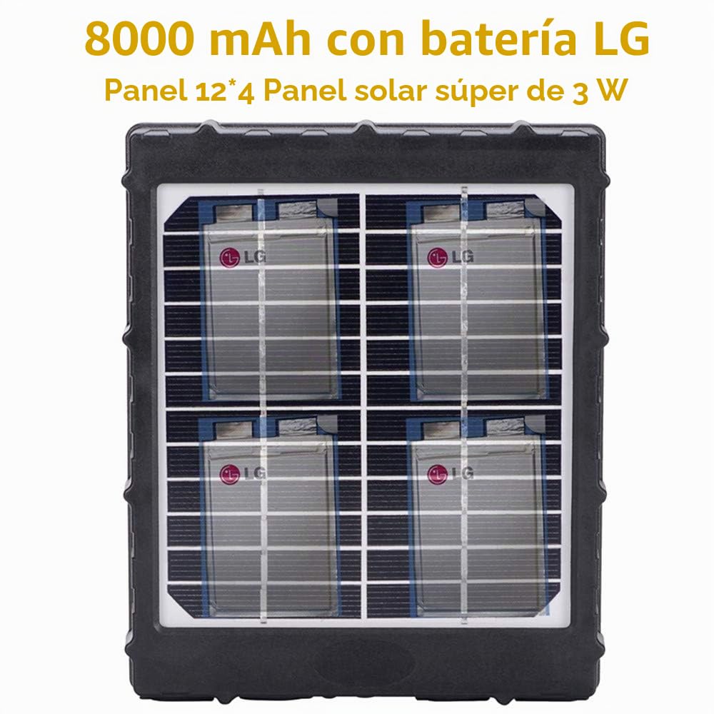 Panel Solar Recargable, 14W 8000mAh 12V/1.2A 9V/1.6A 6V/2.4A IP54 Cargador a Prueba de Agua con Cables para Todas Las cámaras 3G 4G Trail Hunting Game y luz LED de 12V WG-8000