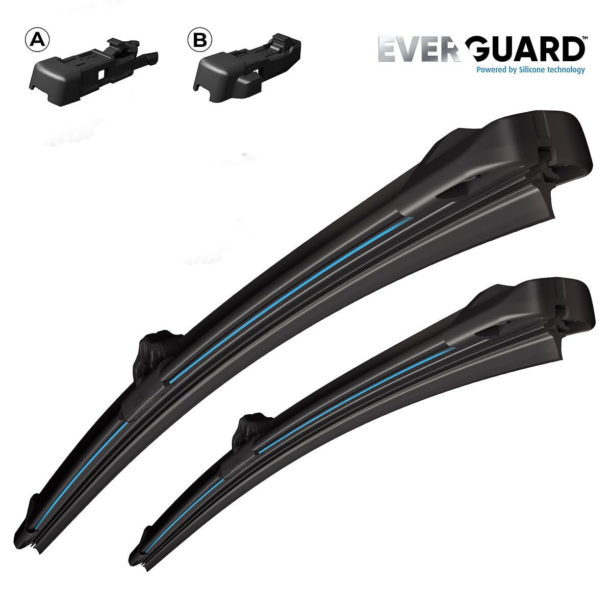 Kit 2 Balais D'essuie-glace Valeo Everguard En Silicone - Durée De Vie X2 - Silencieux - 650mm/350mm - Avant