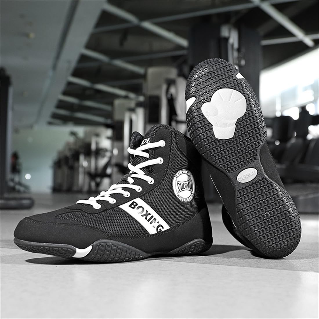 Chaussures de Kickboxing de Combat pour Hommes, Chaussures de Fitness Légères à Coup Moyen pour la Boxe, l'Entraînement et la Compétition