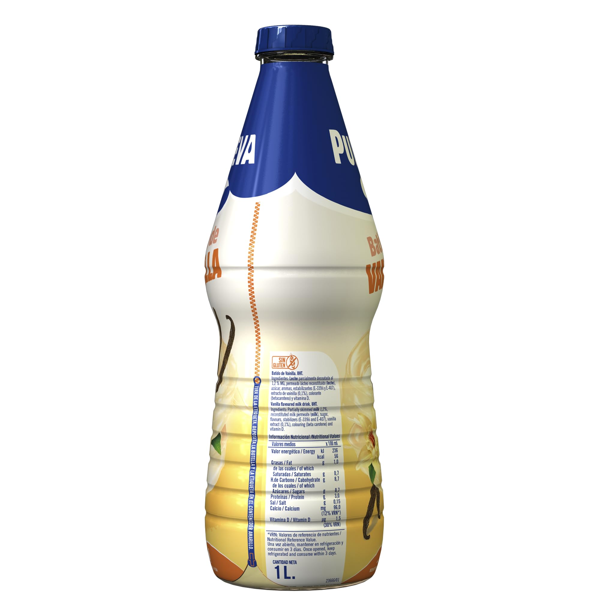 Puleva Batido de Vainilla, Rico en Calcio, Proteínas y Vitamina D, Sin Gluten, Bebida Láctea 1 L