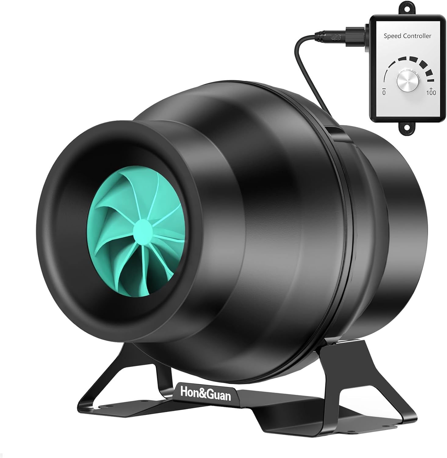 Hon&Guan Ventilador de conducto en línea de 4 pulgadas 146 CFM con controlador de velocidad variable, motor EC - Ventilador de escape de ventilación