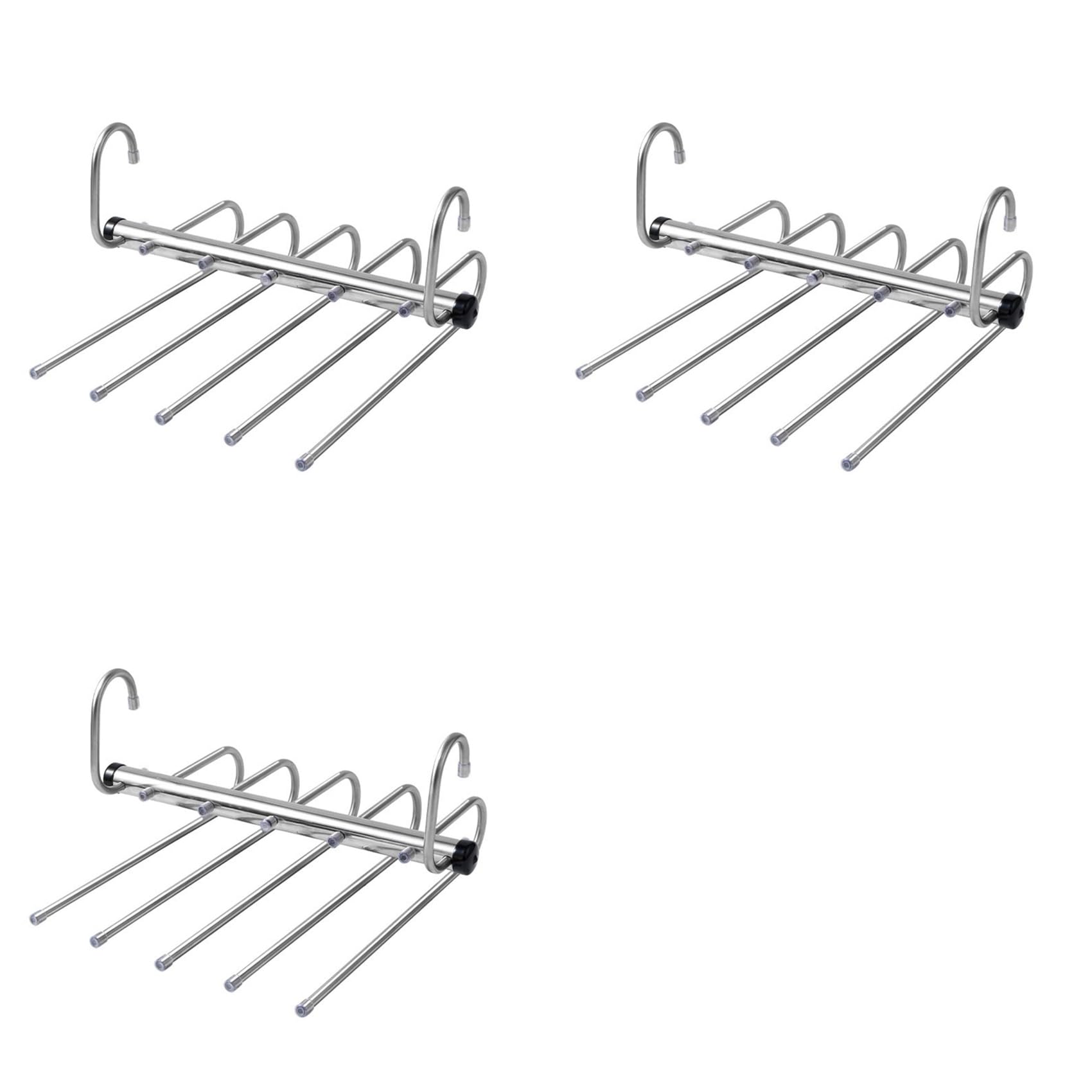 Aundhegrtt 3X 5 Layers Folding Pants Hangers Stainless Steel Space Saving Clothes Rack Organizer for Wardrobe Jeans Trousers Scarf