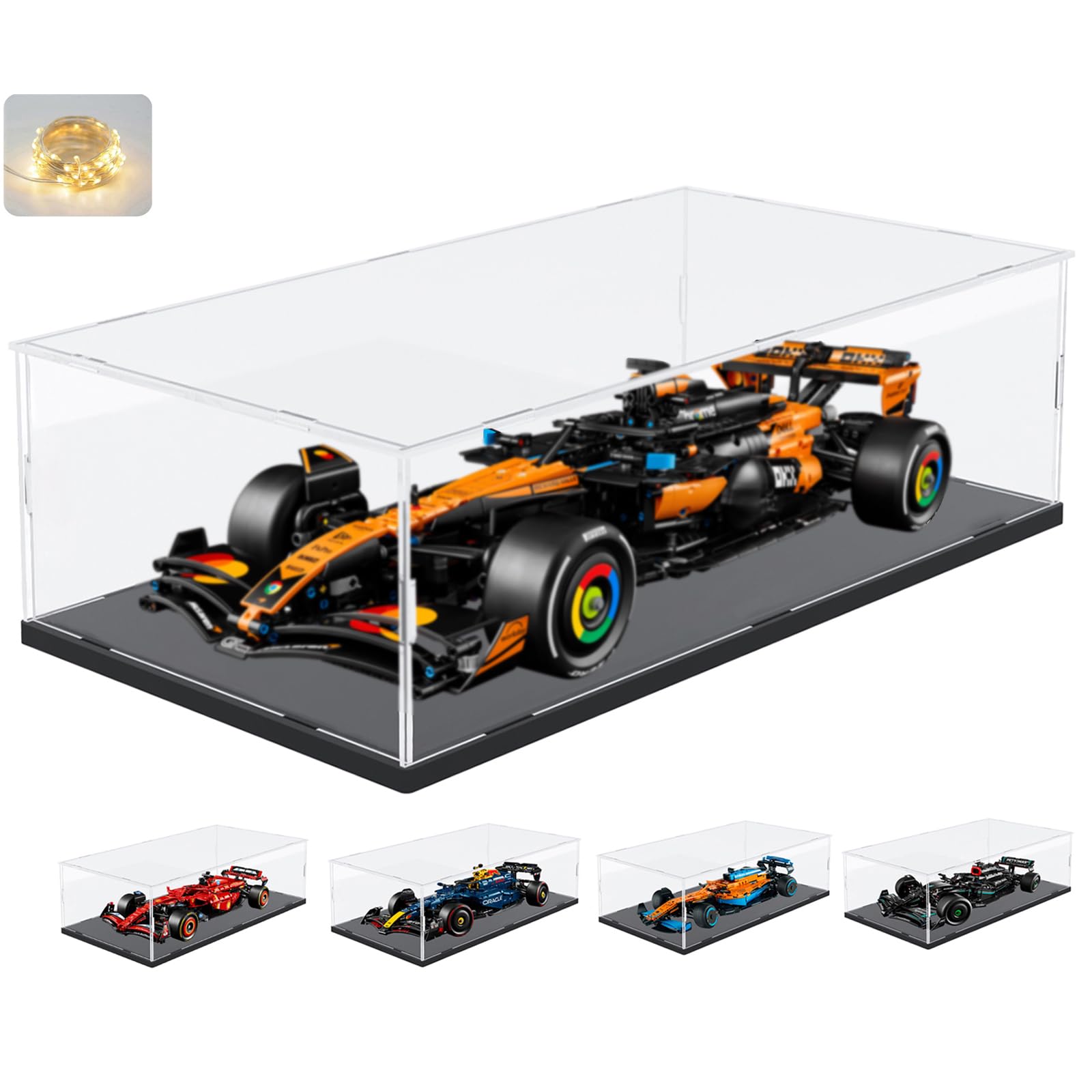 Vitrina Expositora para Lego 42172 McLaren P1 42143 SP3 42156 42096 42115 42083 1:8 Maqueta Coche Colecciones, Expositor Cajas Transparente Grande Vitrina Acrílica 3MM, Interior Blanco 60x30x20cm — view 15