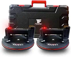 Kit 2 Ventosas 100% Digitais Sucção A Vácuo Profissional 200kg Cada C/Maleta Ùnica Premium, 100% Digital, Indicador de Perda de Carga Para Vidros Pisos Marmores Porcelanatos Azulejos