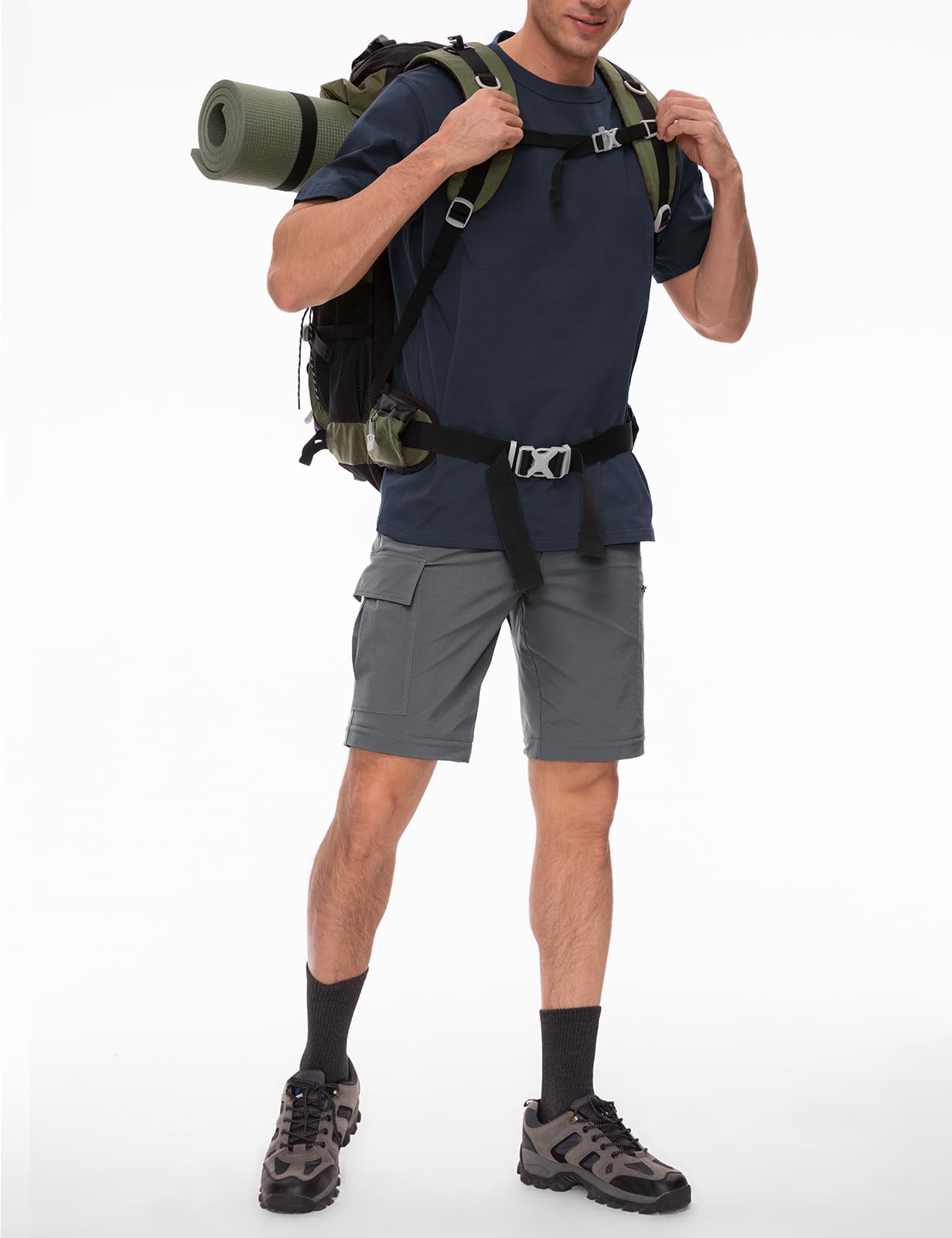 Wespornow Pantaloni da Trekking con Zip da Uomo Pantaloni da Trekking Staccabili, Pantaloni da Esterno Traspiranti Funzionali Estivi ad Asciugatura Rapida con 5 Tasche