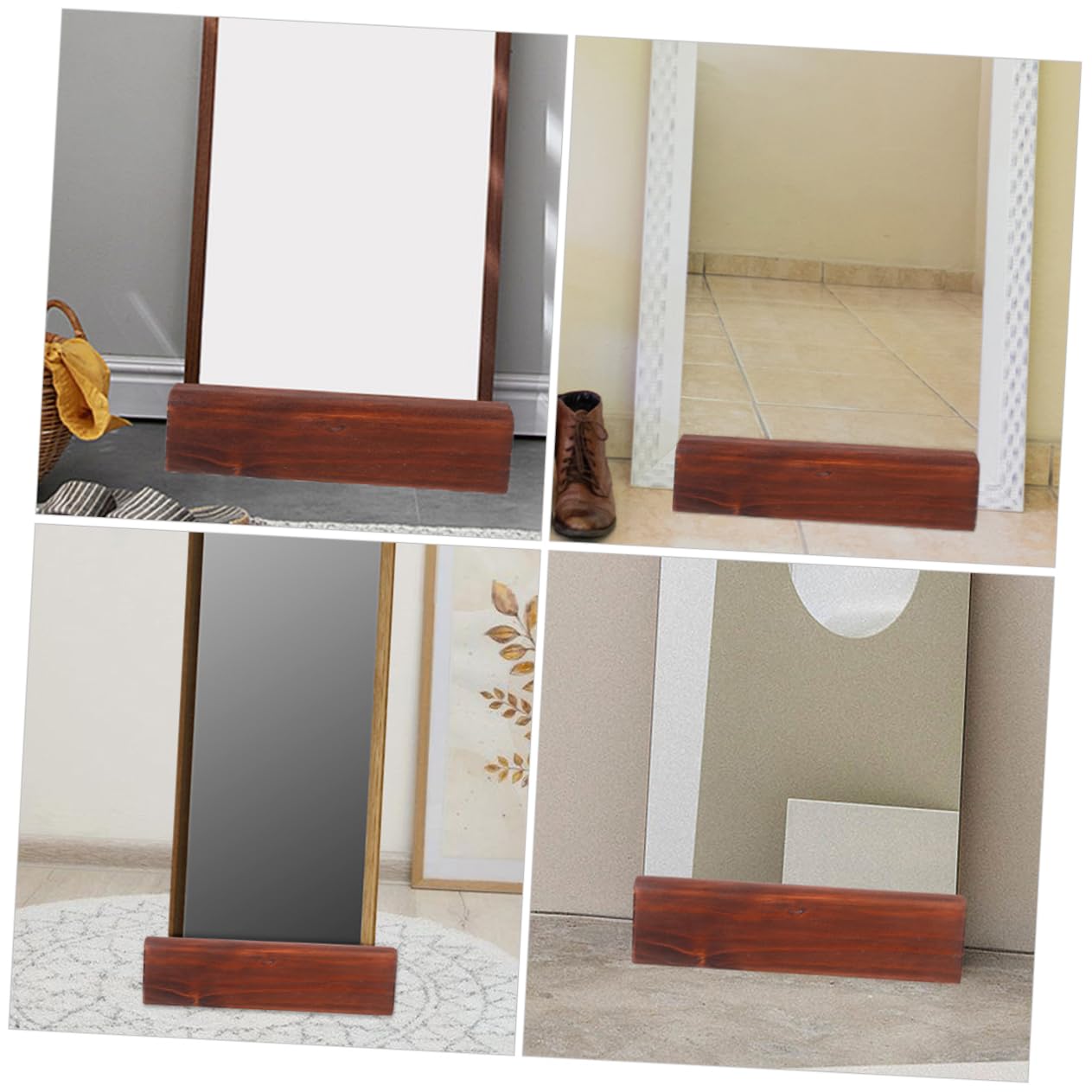 PRETYZOOM Lot De 2 Miroirs sur Pied Pleine Longueur en Bois pour Salon Présentoir Dœuvres