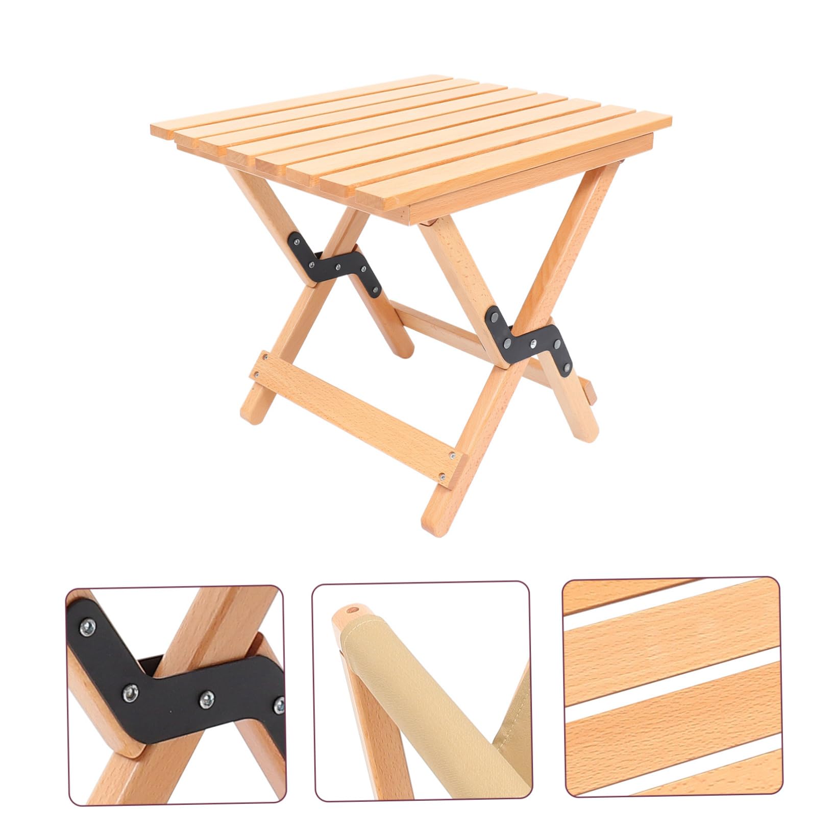 Veemoon Tabouret de Camping Pliant Tabouret Pliable Ultra-léger en Bois et Toile pour Voyage et Randonnée