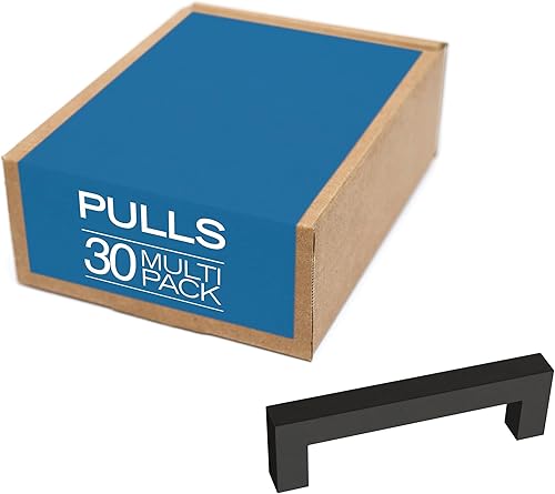 Miniatura 3 de Franklin Brass Simple Modern P46645K-FB-B - Manija cuadrada para gabinete, color negro, manija de cajón de 3-34 pulgadas, paquete de 10 unidades