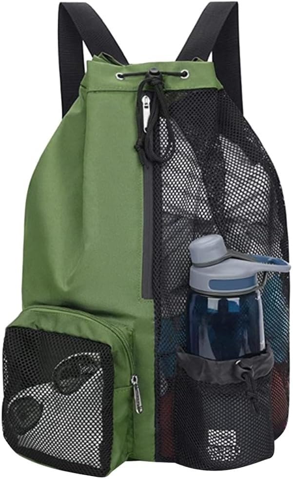 Mochila Natação Grande com Rede Respirável, Bolsa Natação Esportiva para Academia, Praia e Piscina – Mochila Academia Masculina Resistente (Verde)