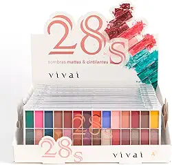 Paleta De Sombras 28 Cores Matte E Cintilante Glitter + Pincel