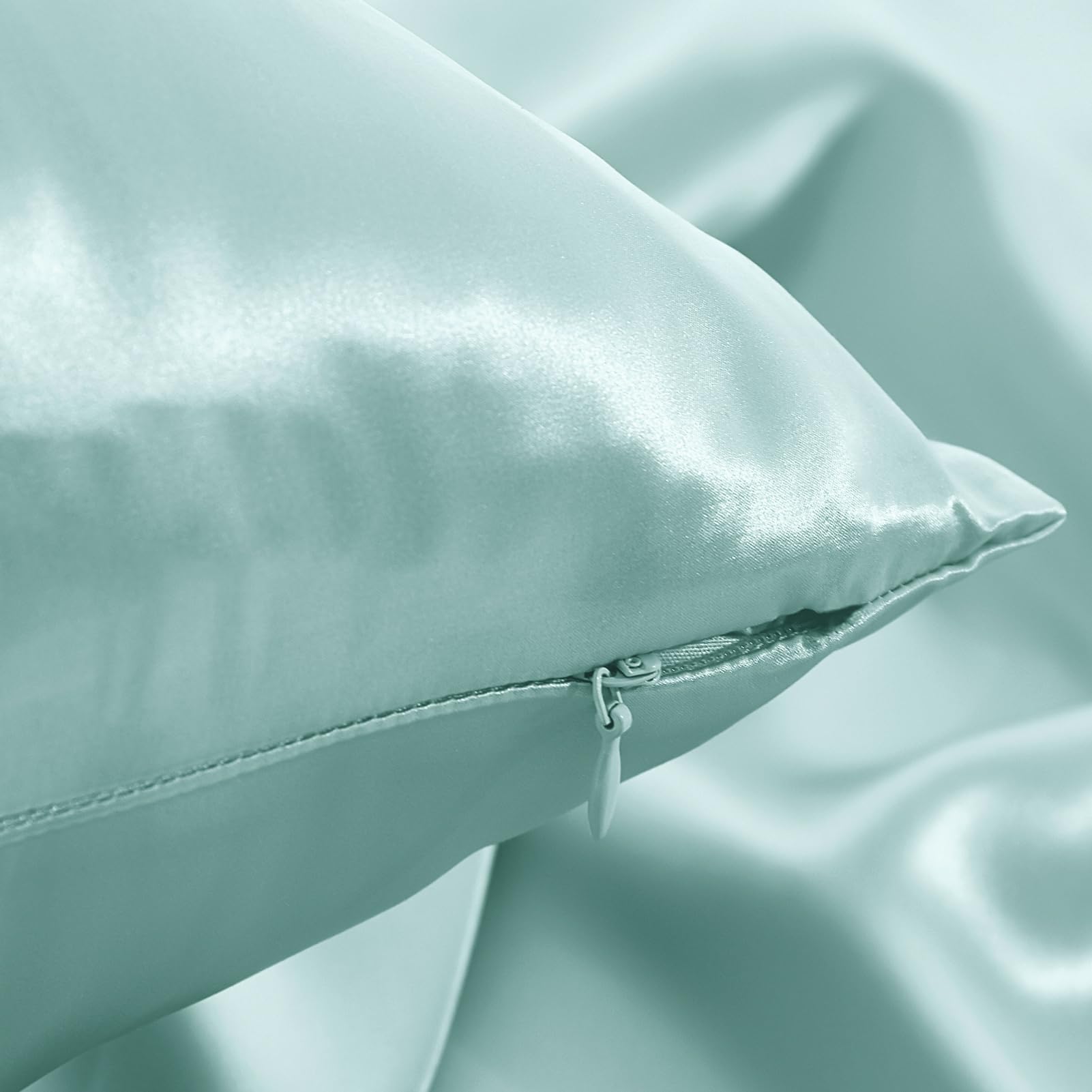 THXSILK SeidenKissenbezug 80x80-100% Maulbeerseide für Haar und Haut - Hypoallergen mit Versteckter Reißverschluss - 22 Momme Doppelseitige Seide 1 Stück Hellblau