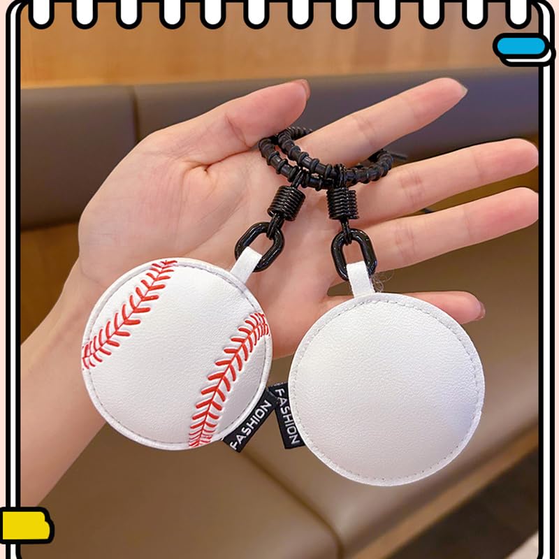Image of Leather Ball Keychain Wristlet Sports Key Ring Car Key Wallet Backpack Bag Gym Accessories Gifts for Men Women