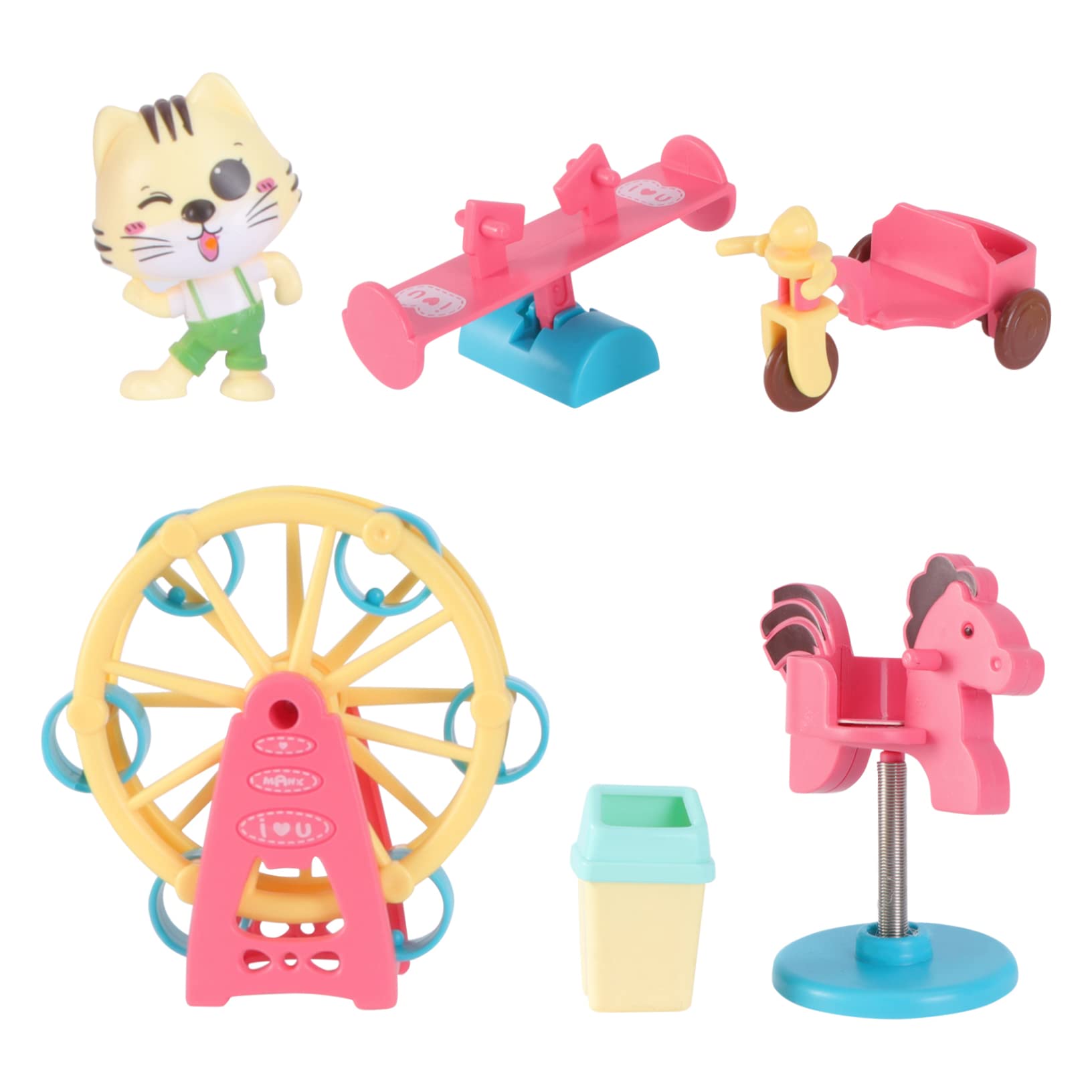 Yardwe 1Set Amusement Park Set Educational Plaything with Slide Swing and Seesaw for Enhances Cognitive Skills and Creativity Birthday Present