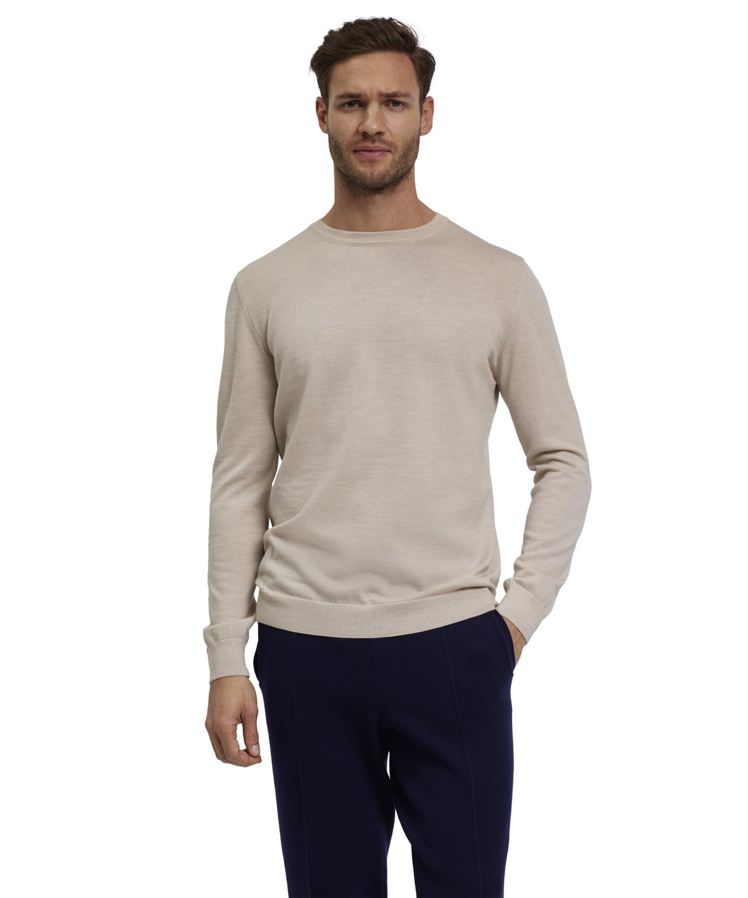 FALKE Herren Basic New Merino Crew Neck Pullover elegant klassisch Business Freizeit mit Rundhalsausschnitt atmungsaktive klimaregulierende geruchshemmende Wolle 1 Stück | aus reiner, extrafeiner Merinowolle