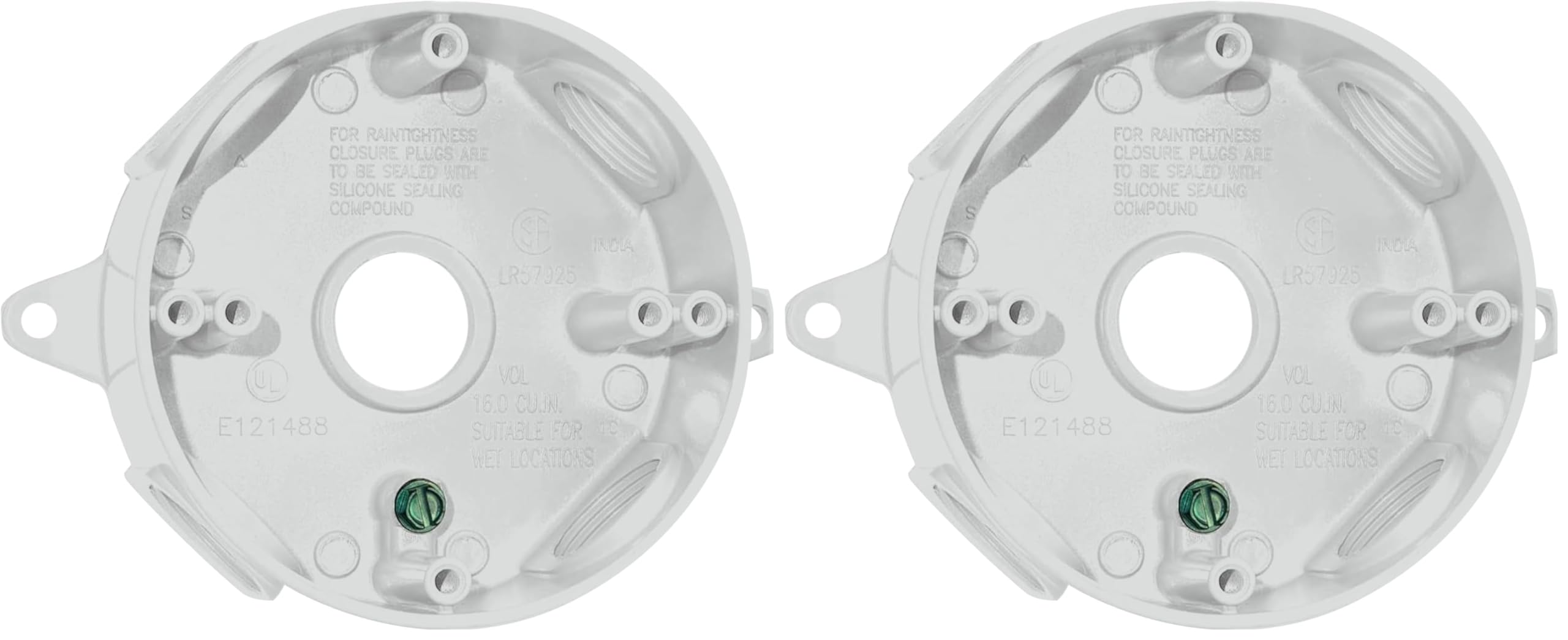 White Sigma Electric 143854WH 1/2-Inch 5 Hole Round Box (Pack of 2)