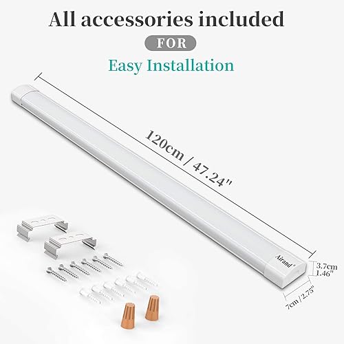 Miniatura 8 de Airand Lámpara LED de techo de 4 pies, lámpara LED de tienda de 5000 K, IP66 impermeable LED para garaje, luz de armario, luz debajo del gabinete,