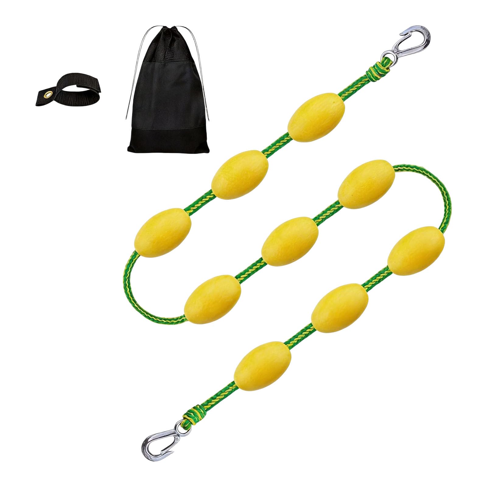Corda da Traino per Barche Galleggiante da 60 Piedi Corda Tubolare per Barche con Galleggiante Giallo e Gancio in Acciaio Inossidabile per Barche Kayak Sport Acquatici Traino Galleggiante