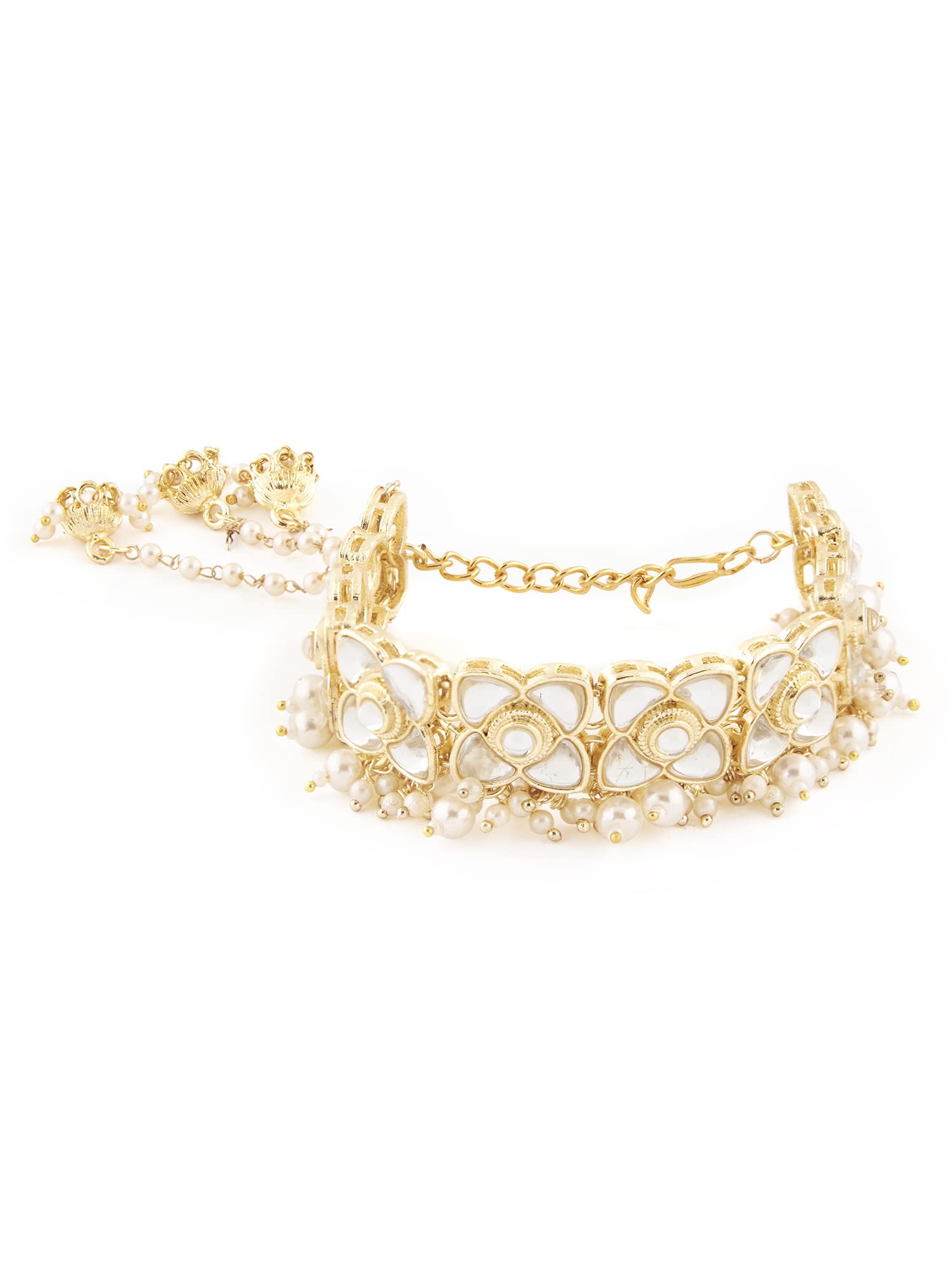 ZAVERI PEARLS Gold Tone Kundan & Pearls Traditional Jhumki Drop Bracelet For Women-ZPFK13527 (B09ZP56WFQ) Amazon Price History, Amazon Price Tracker