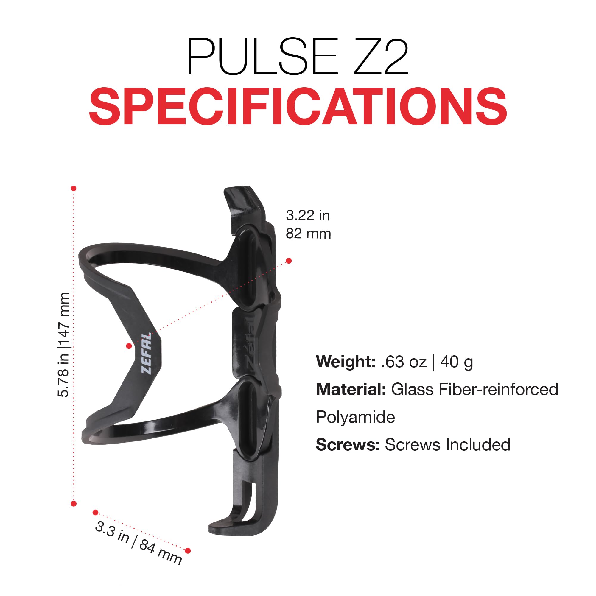 ZEFAL Pulse Z2 Porte Bidon Vélo Léger, Noir, Taille Unique