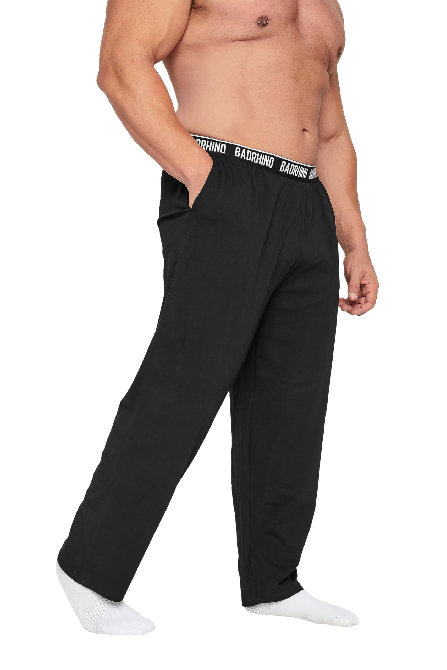 Badrhino Men's Black Big & Tall Lounge Trousers - Plus Size Curve