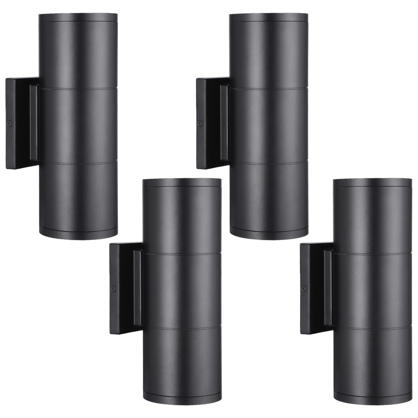 LEONLITE Update Integrated LED Cylinder Up Down Wall Light Outdoor, 120-277V Dimmable Aluminum Waterproof High-end Wall Sconce in 2 Lights, ETL Exterior Front Door Porch Light, 3000K, Pack of 4